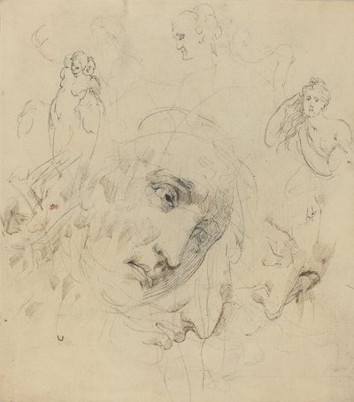 Estudios con Rostro Femenino Central de John Hamilton Mortimer