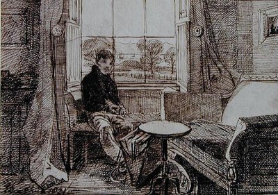 Niño sentado en un asiento de ventana de John Harden