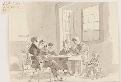 Niños leyendo en Storrs, Elterwater, 1814 de John Harden