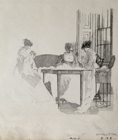 Damas cosiendo, 1805 de John Harden