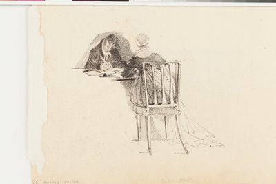 Hombre y mujer escribiendo en una mesa de John Harden