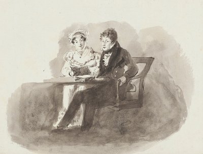Hombre y mujer leyendo de John Harden