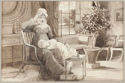 Sra. H con el bebé John William, 1814 de John Harden