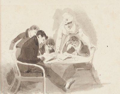 Dos niños haciendo la tarea, 1811 de John Harden