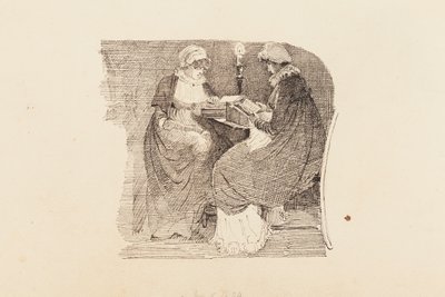 Dos mujeres leyendo a la luz de una lámpara, 1804 de John Harden