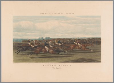 Carrera de paarden Carreras - placa 3. El Run In (título sobre el objeto) Fores nationale sporten (título de la serie) Deportes nacionales de Fore (título de la serie) de John Harris