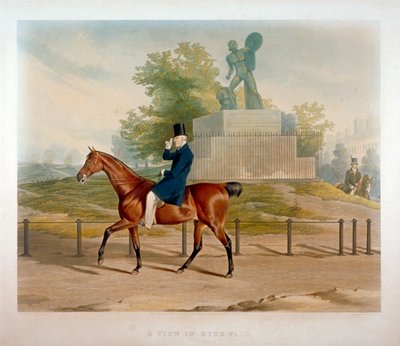 El duque de Wellington pasando junto a la estatua de Aquiles en Hyde Park, Londres, 1844 de John Harris
