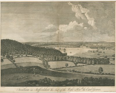 Trentham Hall: grabado, nd [c 1751] de John Harris