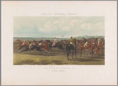 Falso comienzo en una carrera de caballos Carreras - Placa 2. Un falso comienzo (título sobre el objeto) Deportes nacionales de Fores (título de la serie) Deportes nacionales de Fore (título de la serie) de John Harris