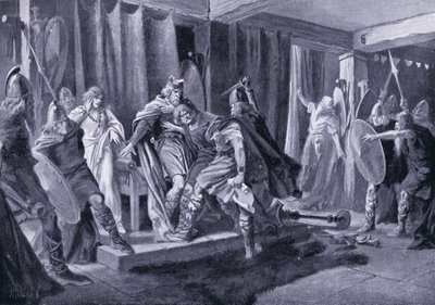 Intento de asesinato del Rey Edwin de Northumbria AD 626 de John Harris Valda