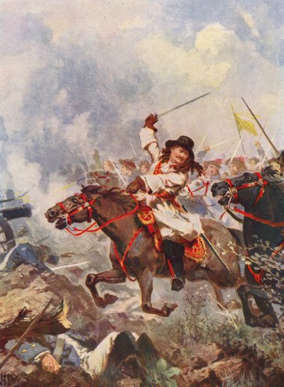 Federico Guillermo, Gran Elector, en Fehrbellin (litografía en color) de John Harris Valda