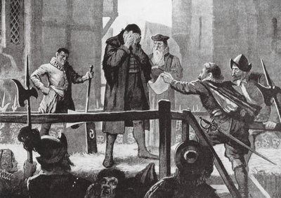 El indulto de Griffenfeldt en el cadalso (litografía) de John Harris Valda