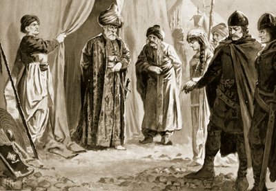 Iván Shishman III entrega a su hermana al Sultán Murad I, 1366 de John Harris Valda