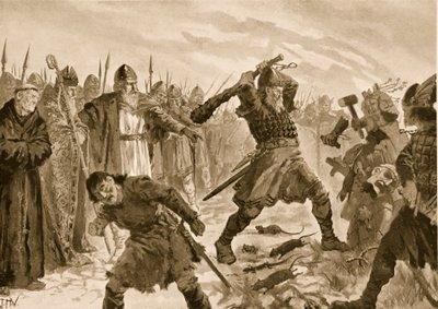 El Rey Olaf el Santo Rompiendo la Imagen del Dios Thor, 1020 de John Harris Valda