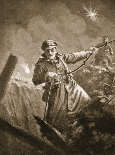 El teniente G.P. Burlton asistiendo en salvar a hombres inconscientes de un pozo de mina de John Harris Valda