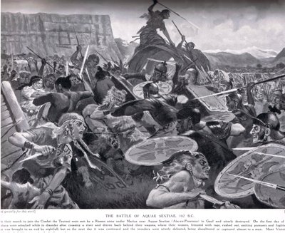 La batalla de Aquae Sextiae, 102 a.C., ilustración de 