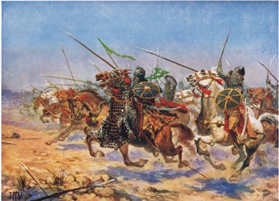 La caballería de Shahrbaraz cargando, ilustración de 