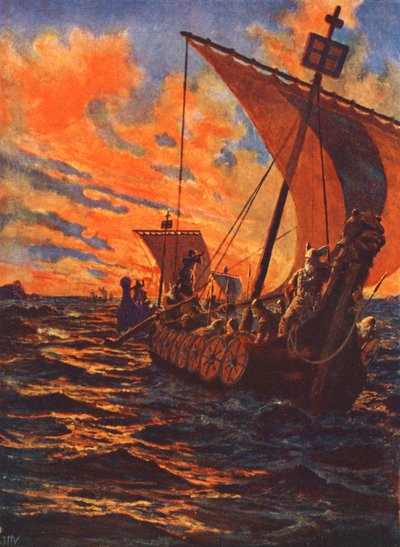 El retorno de los vikingos (litografía en color) de John Harris Valda