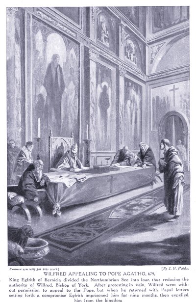 Wilfred apelando al Papa Agatón AD679, años 1920 de John Harris Valda