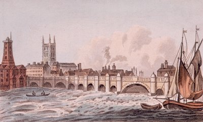 Puente de Londres antiguo, Londres, 1823 de John Hassall