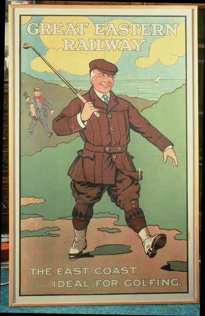 La costa este: Ideal para jugar al golf. Cartel del Great Eastern Railway de John Hassall
