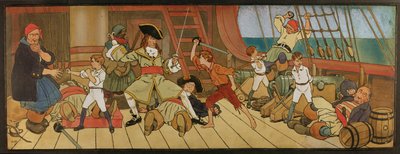 Los Niños Perdidos en Combate con los Piratas y Peter en el Duelo Final con el Capitán Garfio, ilustración de 