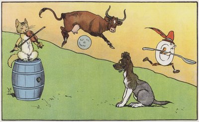 El perrito se rió al ver tal deporte (litografía en color) de John Hassall