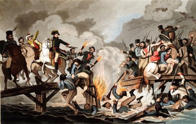 Napoleón I y el ejército francés cruzando el Berezina en noviembre de 1812 de John Hassell