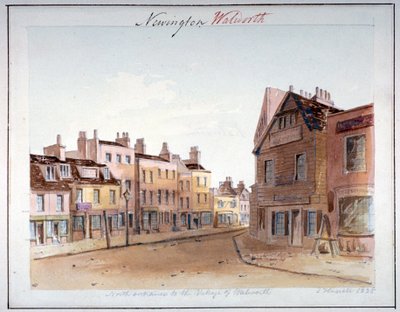 Vista del pueblo de Walworth, Southwark, desde la entrada norte, Londres, 1825 de John Hassell