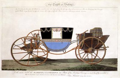 El coche de seguridad del Marqués de Landsdown, inventado y patentado por el artista, Longacre, Londres (grabado) de John Hatchett