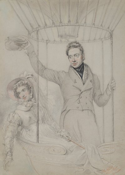 George Graham y su esposa, Margaret, ascendiendo en globo, Londres, 1823 de John Hayter