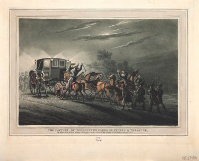La captura del carruaje, papeles y tesoro de Bonaparte por el Mayor Von Keller, 1816 de John Heaviside Clark