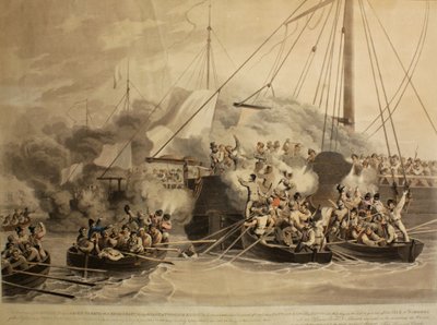 Los botes de remos del Quebec, Raven, Exertion y Redbreast, Alert y Princess Augusta, 1811 de John Heaviside Clark