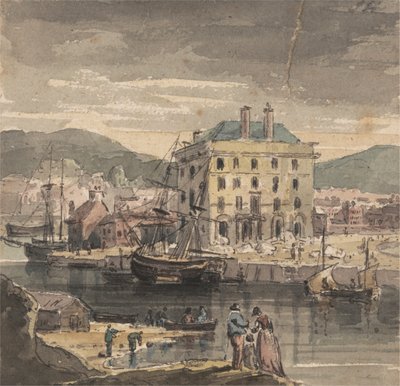 Weymouth: con figuras, navegación y vista de (?) la Casa Custon de John Henderson