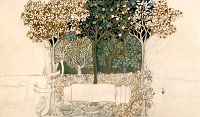 Árboles en un huerto, diseño de tapiz para Morris y Co. de John Henry Dearle