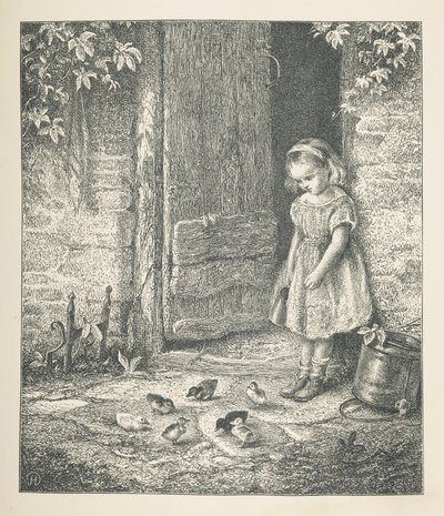 Placa 20. Una niña y pollitos, de 