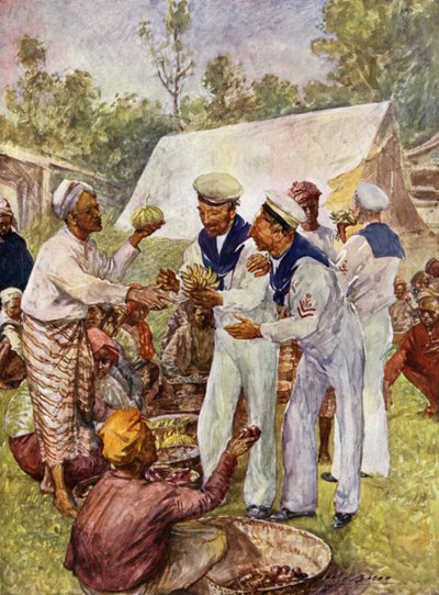 Marineros británicos en un mercado birmano de John Henry Frederick (after) Bacon