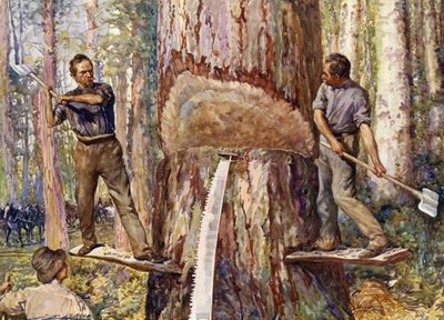 Leñadores cortando madera de John Henry Frederick (after) Bacon