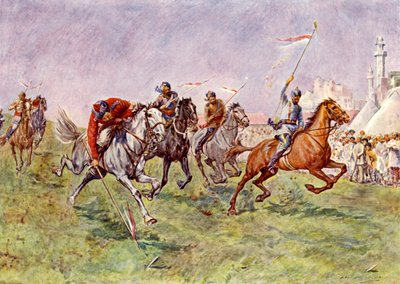 Tent-pegging en India de John Henry Frederick (after) Bacon