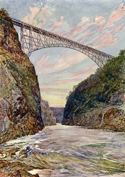 El puente sobre las Cataratas Victoria, Rodesia de John Henry Frederick (after) Bacon