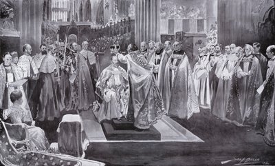 La coronación del rey Eduardo VII por el arzobispo de Canterbury, Abadía de Westminster, Londres, 1902 de John Henry Frederick Bacon