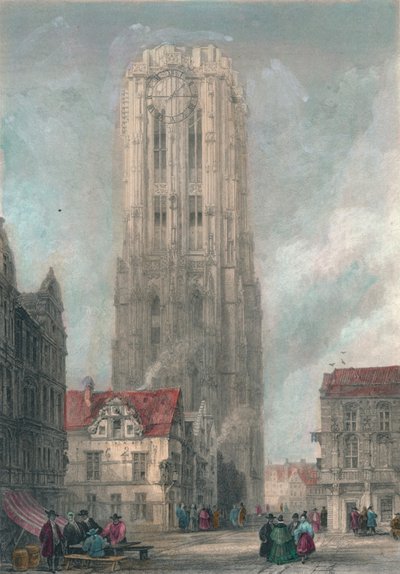 La iglesia de San Rembauld, Mechlin, mediados-finales del siglo XIX de John Henry Le Keux