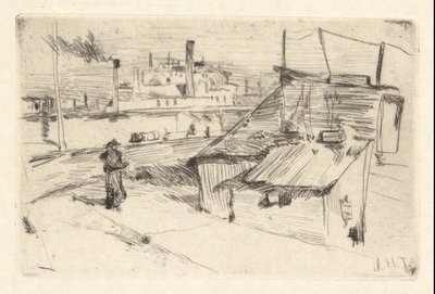 Chabolas de Bridgeport de John Henry Twachtman