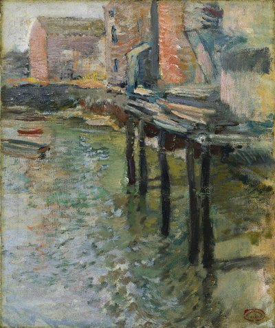 Muelle abandonado El viejo molino en Cos Cob de John Henry Twachtman