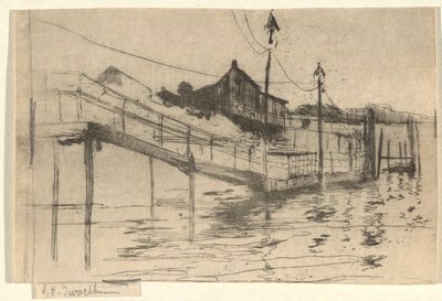 escena del muelle de John Henry Twachtman