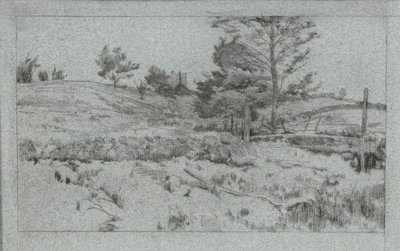 Paisaje con muro de piedra (boceto de campos) de John Henry Twachtman