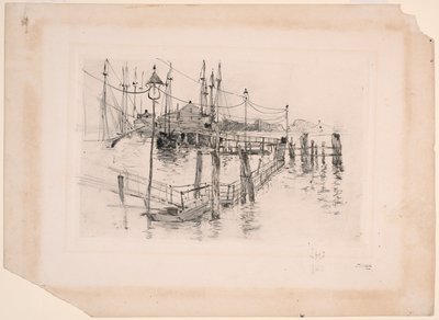 The Old Toll House en Bridgeport (Plato grande) de John Henry Twachtman