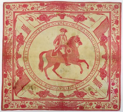 Pañuelo que representa a George Washington (1732-99) a caballo, 1777-89 de John Hewson