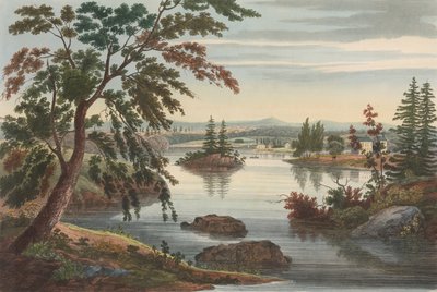 Vista cerca de Fort Miller No. 10 luego cambiado a No. 9 del Portafolio del Río Hudson, 1822 de John Hill
