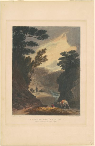 Vista cerca de las cataratas de Schuylkill de John Hill, after Joshua Shaw